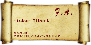 Ficker Albert névjegykártya